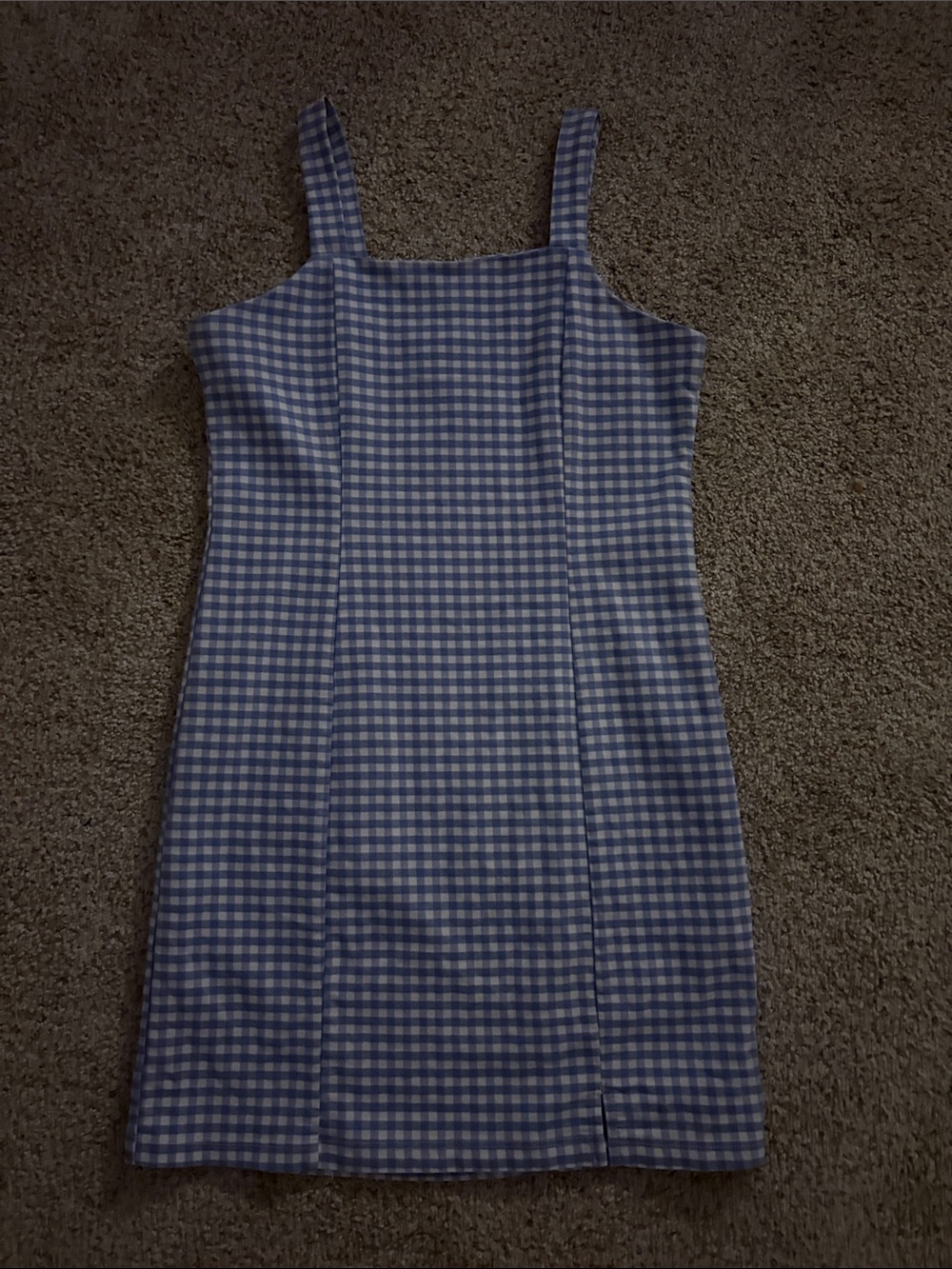Full Tilt Blue Gingham Square-Neck Midi Dress